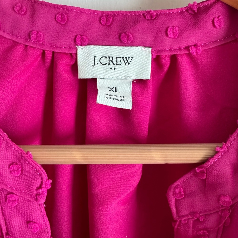 J. Crew Fuchsia Ruffle Swiss Dot Blouse - Picture 4 of 4
